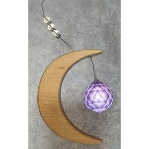 Handmade Crescent Moon Wood And Glass Sun Catcher